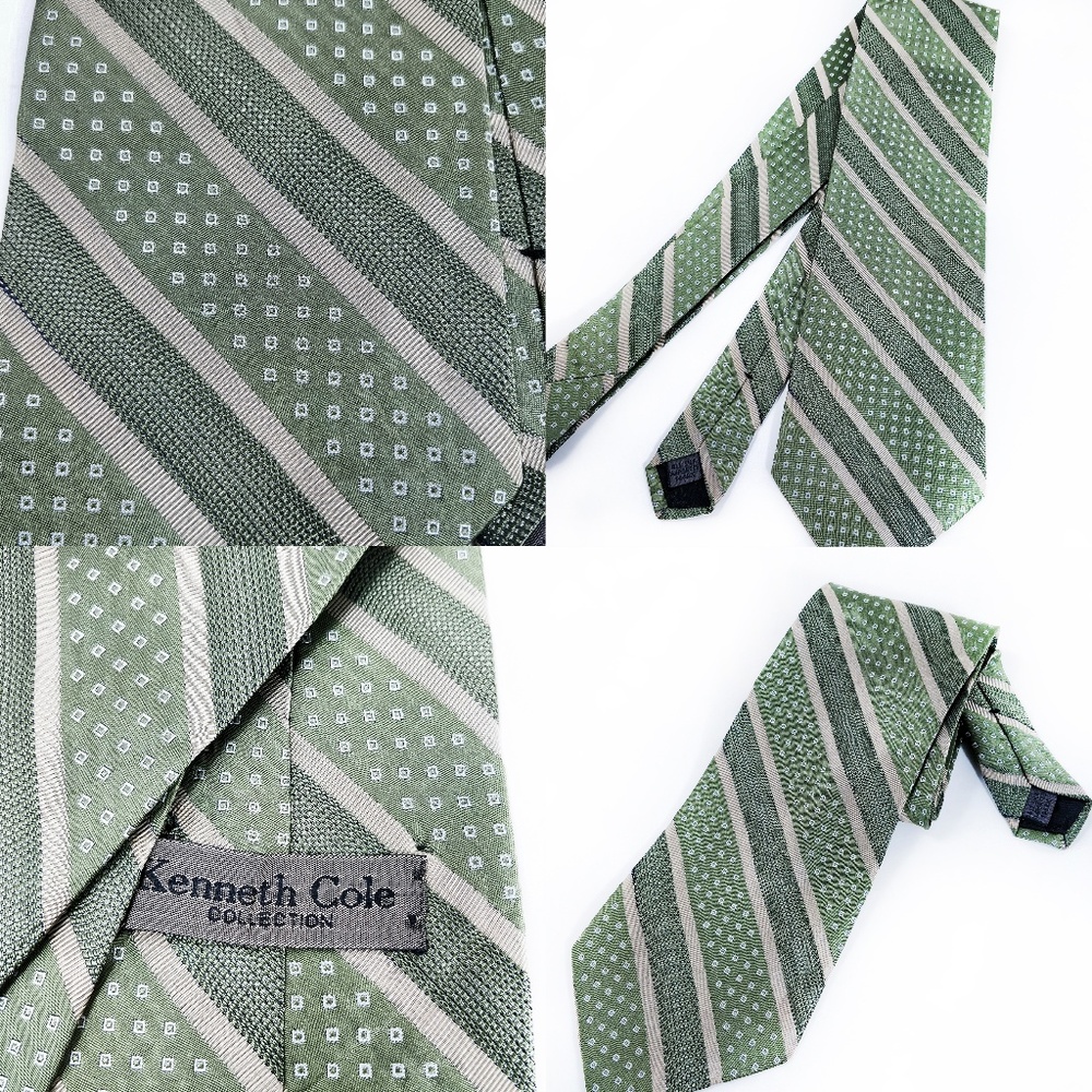 Kennith Cole Classic Light green striped tie